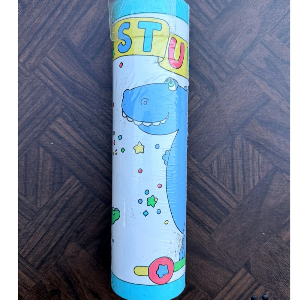 Vintage 1993 Design Edge ABC Dinosaurs Wall Border Blue Prepasted 15ft 27454